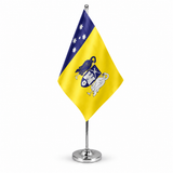 Australian Capital Territory satin table flag on chrome pole and round base