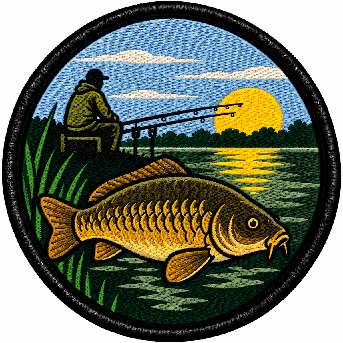 Carp Fishing 80mm Embroidered Patch