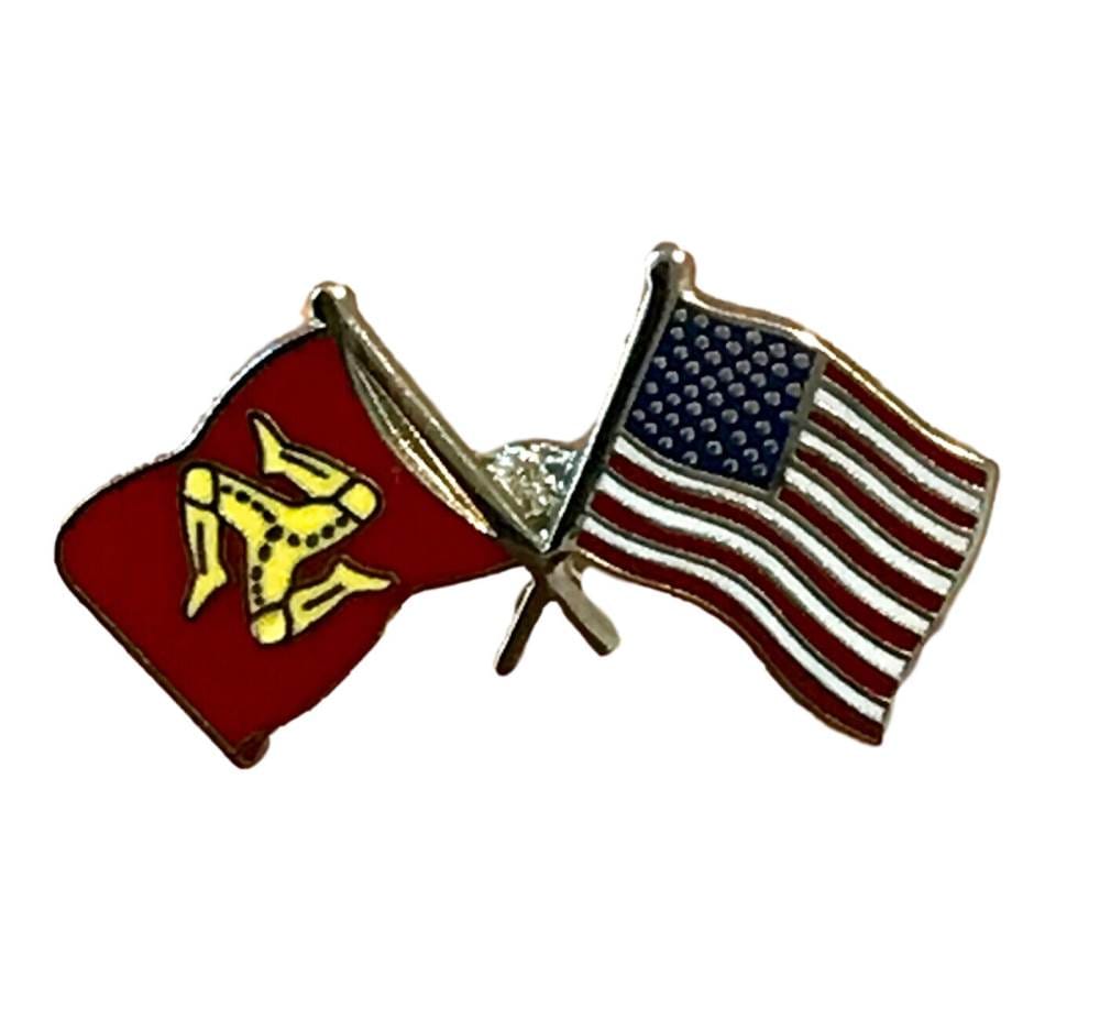 Isle Of Man And USA United States of America Friendship Enamel Lapel Pin Badge image 2