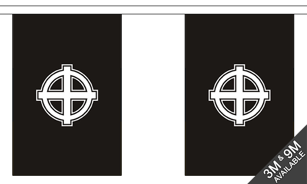 Celtic Cross (Black) 3 metre bunting, 10 flags - Flagmania