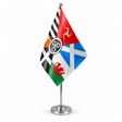 Celtic Nations satin table flag on telescopic chrome pole and round base