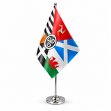Celtic Nations satin table flag on telescopic chrome pole and round base