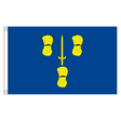 Cheshire county flag with three gold wheat sheaves and a gold sword on blue, 5ft x 3ft