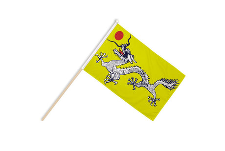 Flagmania Chinese Dragon wooden hand flags, 9x6 inch, pack of 12, no bases