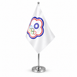 Chinese Taipei satin table flag on telescopic chrome pole and round base