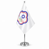 Chinese Taipei satin table flag on telescopic chrome pole and round base