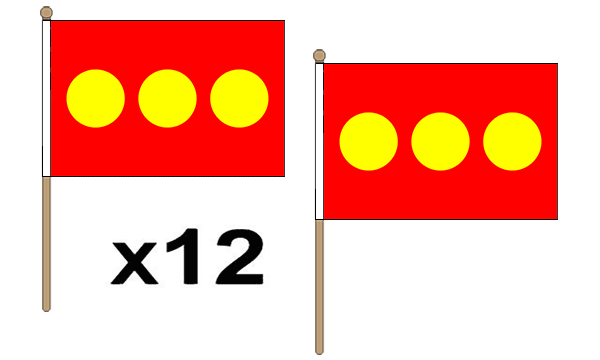 Flagmania Christiania (Freetown) wooden hand flags, 9x6 inch, pack of 12, no bases