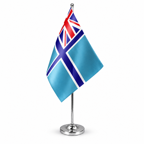 Civil Air Ensign satin table flag on telescopic chrome pole and round base