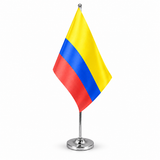 Colombia satin table flag on telescopic chrome pole and round base
