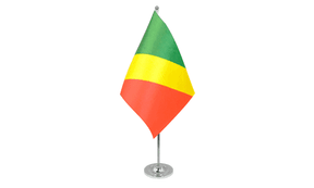 Congo Brazzaville satin table flag 9x6in chrome pole and base