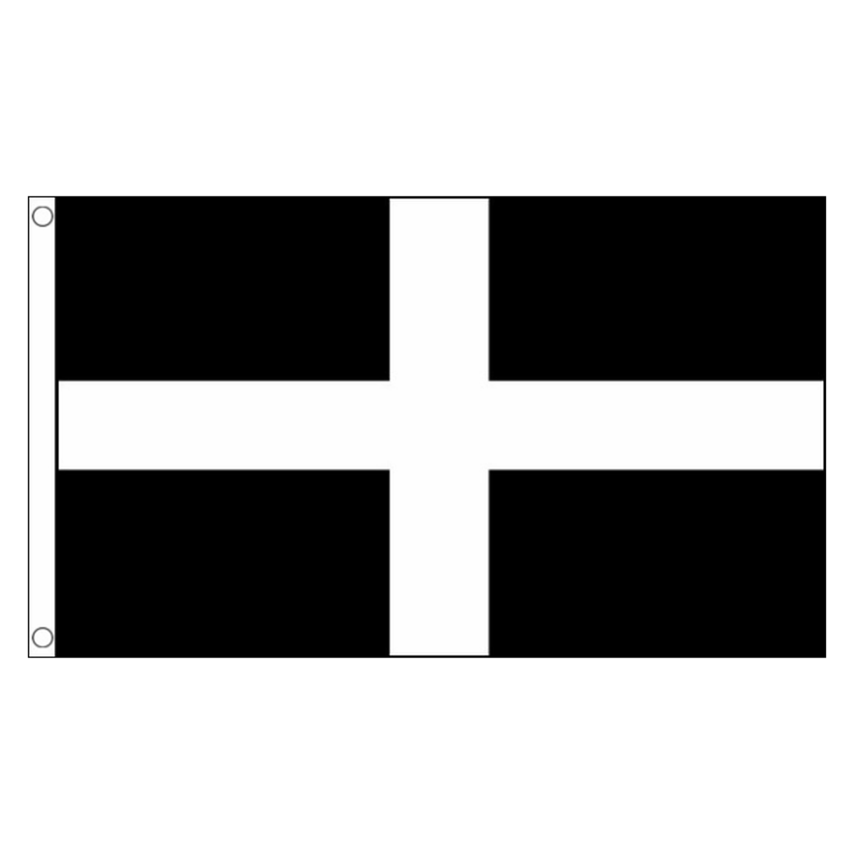 Cornwall St Piran’s flag with white cross on black, 5ft x 3ft