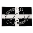 Cornwall Silhouette Kernow flag with Cornwall outline and lettering over a black and white cross, 5ft x 3ft