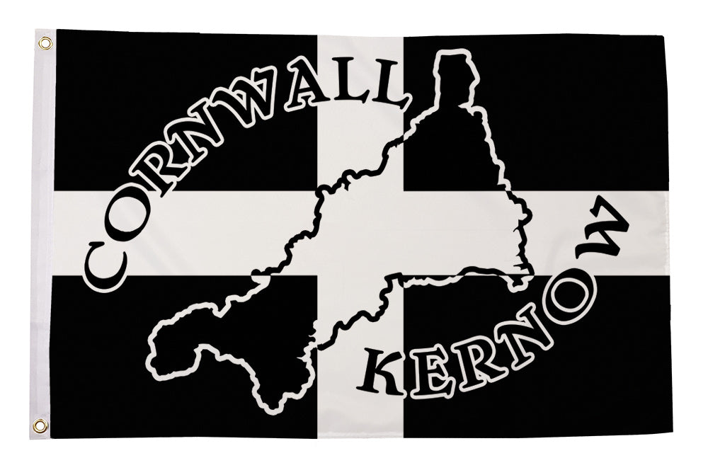 Flagmania Cornwall Silhouette Kernow 8ft x 5ft polyester flag