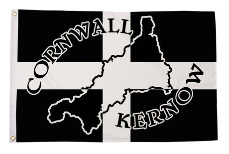 Flagmania Cornwall Silhouette Kernow 8ft x 5ft polyester flag