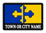 County Durham personalised county patch artwork preview, 90 x 60mm