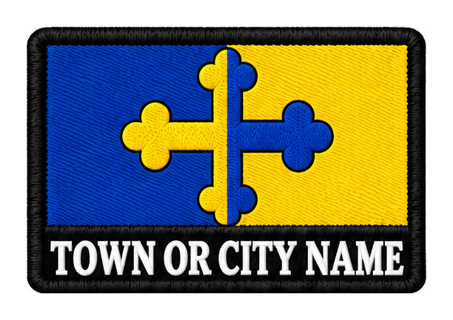 County Durham personalised county patch artwork preview, 90 x 60mm