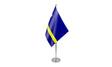 Curaçao satin table flag on chrome pole and base