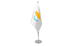 Cyprus satin table flag 9x6in with telescopic chrome pole and base