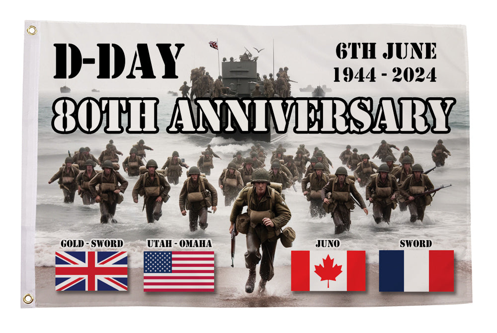 Flagmania D-Day 80th Anniversary Flag 8ft x 5ft 8ft x 5ft polyester flag