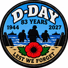 D-Day 83 Years 1944-2027 Lest We Forget 80mm Embroidered Patch