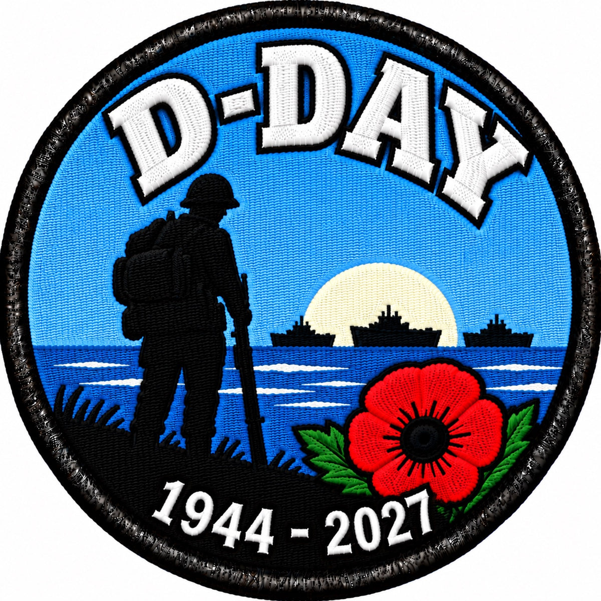 D-Day Soldier and Ships 1944-2027 80mm Embroidered Patch