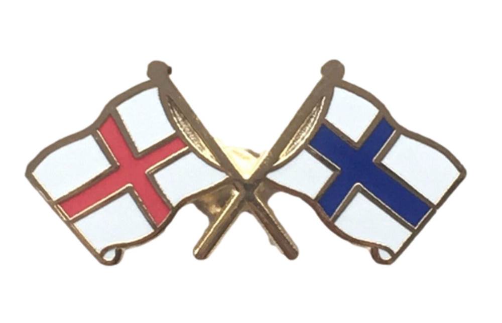 England & Finland Flags Friendship Courtesy Enamel Lapel Pin Badge image 0