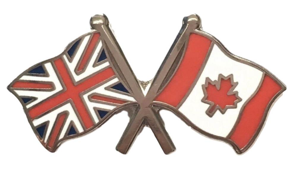 Great Britain & Canada Flags Friendship Courtesy Enamel Lapel Pin Badge T166 image 0