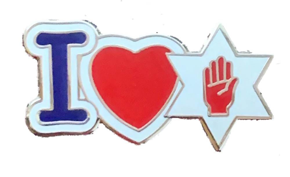 I Love Northern Ireland Red Hand Of Ulster Quality Enamel Lapel Pin Badge KO82 image 0