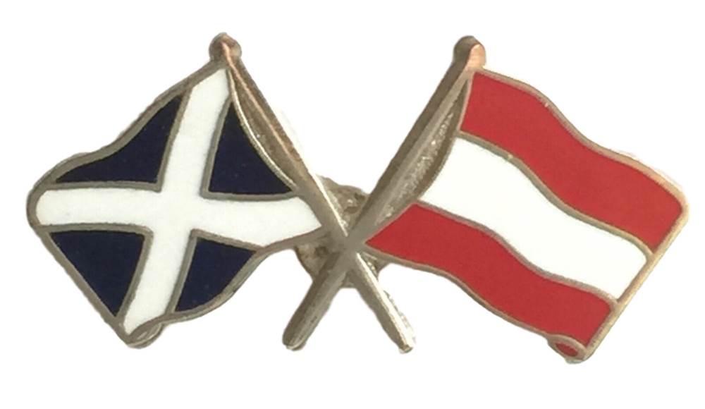 Scotland & Austria Flags Friendship Courtesy  enamel  Lapel Pin Badge T889 image 0