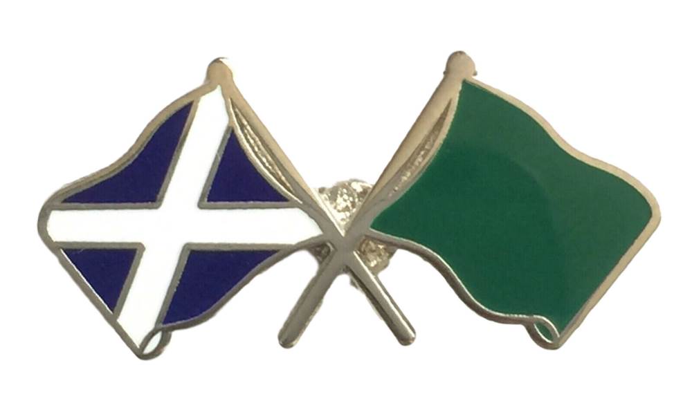 Scotland & Libya (old) Flags Friendship Courtesy Enamel Lapel Pin Badge T962 image 0