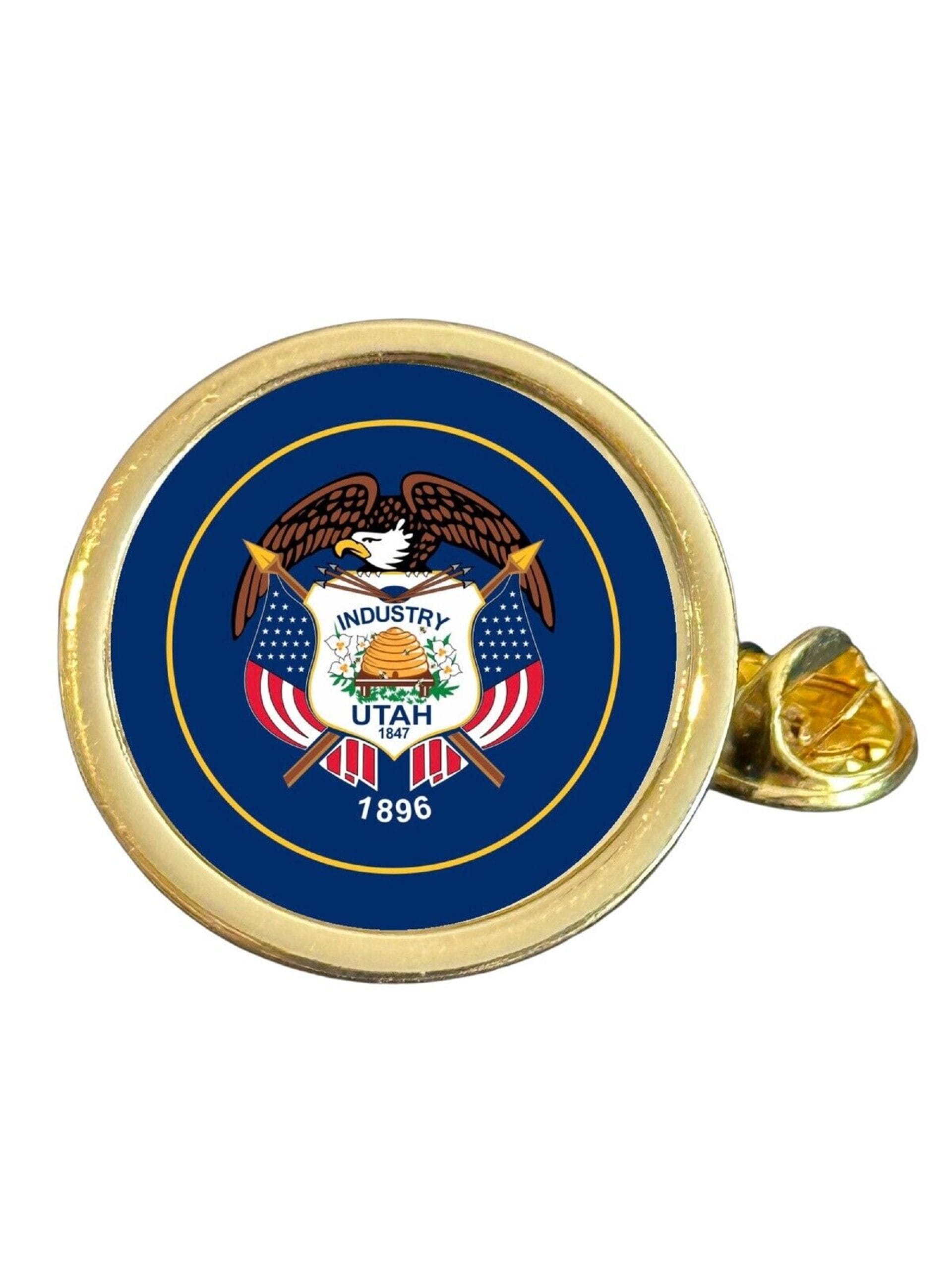 State Of Utah Part Flag USA Gold Plated Domed Lapel Pin Badge in Bag image 0