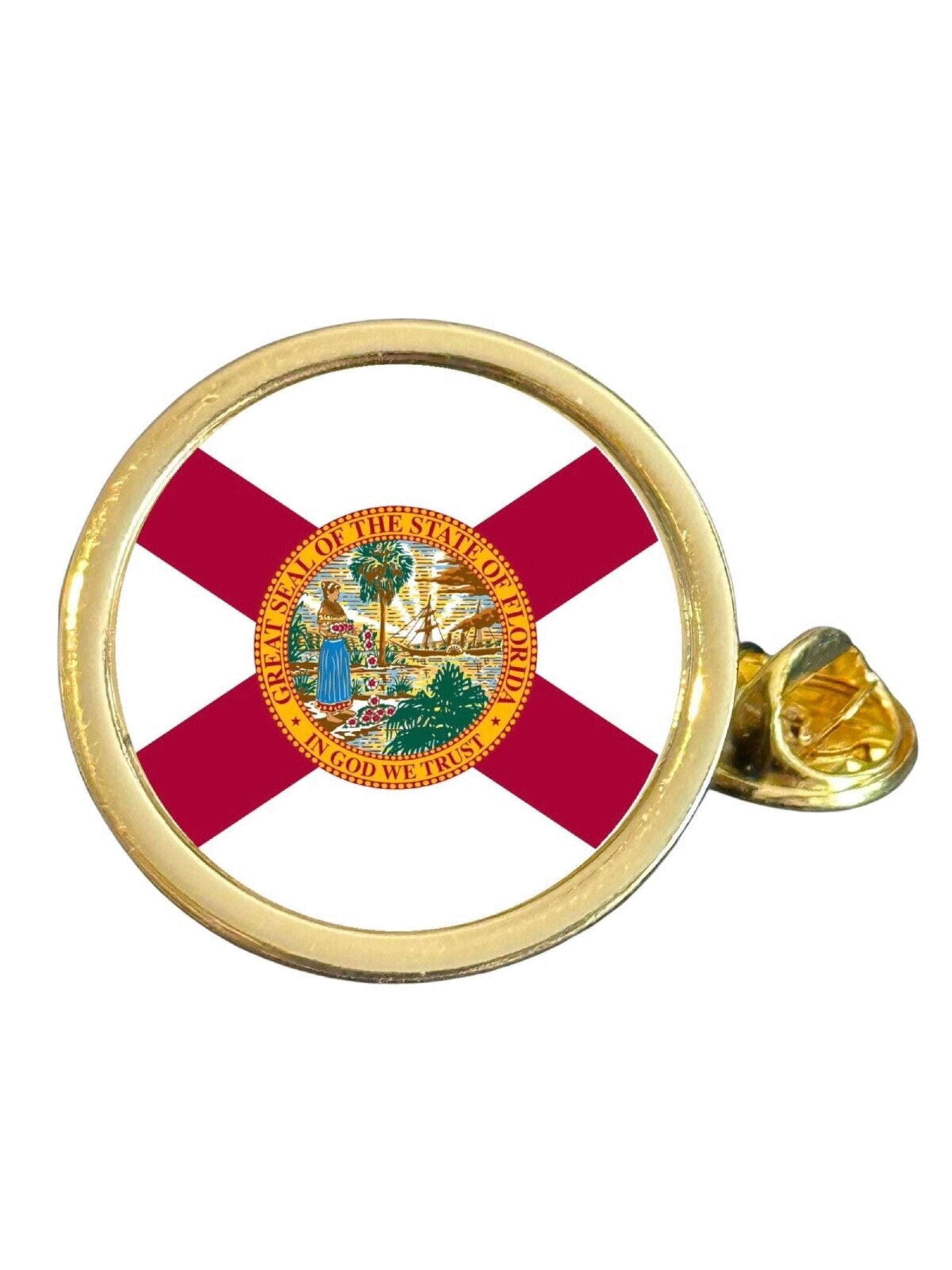 State Of Florida Part Flag USA Gold Plated Domed Lapel Pin Badge in Bag image 0