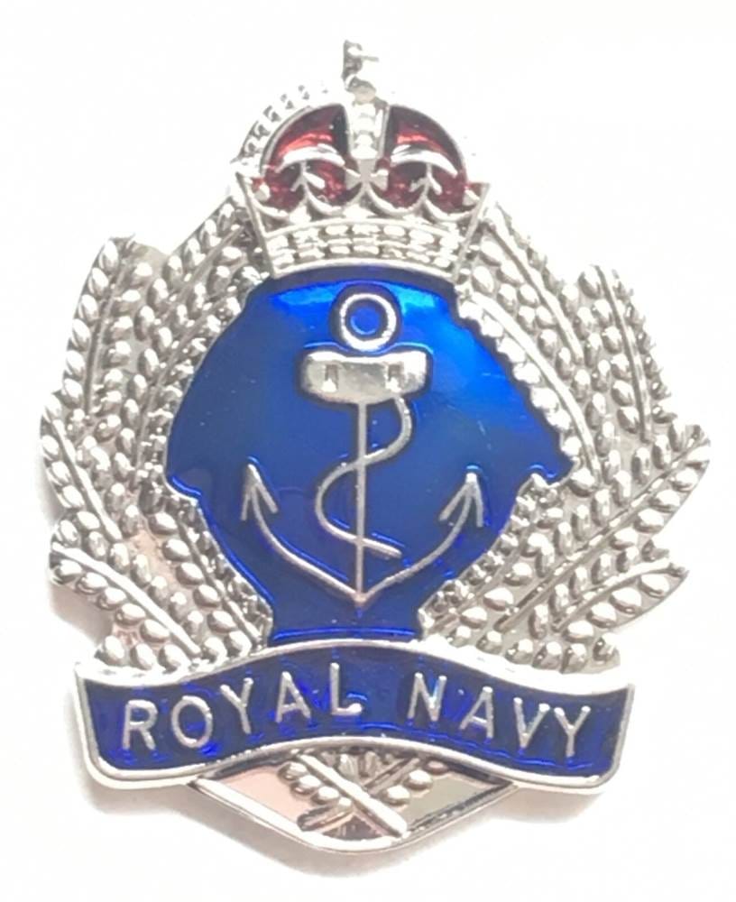 Royal Navy Filigree Crown and Anchor Crest Military Enamel Lapel Badge image 0