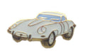 E Type Jaguar White Motor Sports Car Quality Enamel Lapel Pin Badge image 0