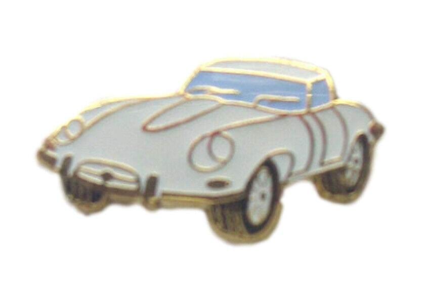 E Type Jaguar White Motor Sports Car Quality Enamel Lapel Pin Badge image 0