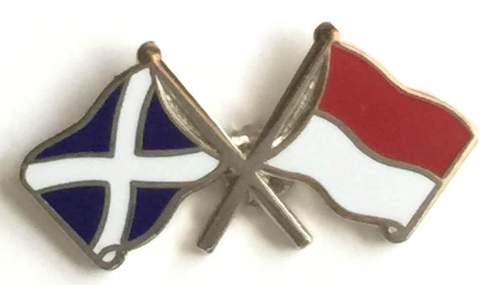 Scotland & Monaco Flags Friendship Courtesy Enamel Lapel Pin Badge image 0