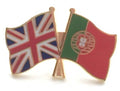 United Kingdom & Portugal Friendship Flags Gold Plated Enamel Lapel Pin Badge image 0