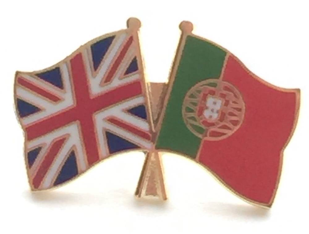 United Kingdom & Portugal Friendship Flags Gold Plated Enamel Lapel Pin Badge image 0