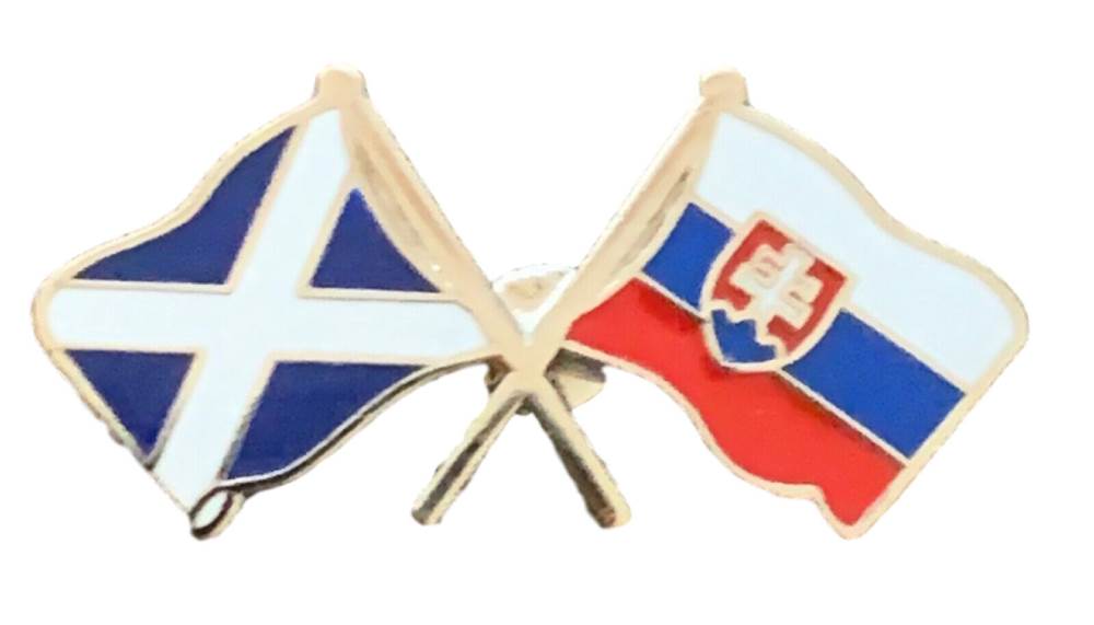 Scotland & Slovakia Flags Friendship Courtesy Enamel Lapel Pin Badge T1253 image 0