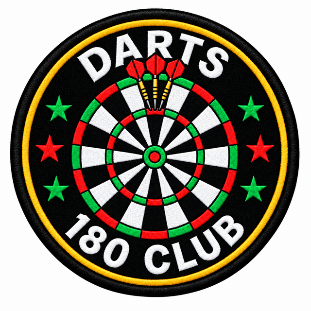 Darts 180 Club - Gold Border 80mm embroidered patch