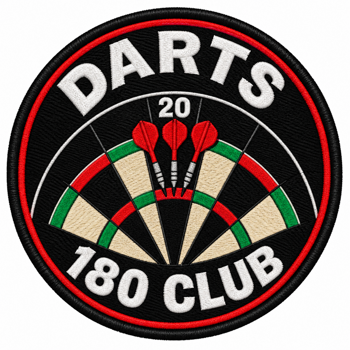 Darts 180 Club - Red Border 80mm embroidered patch