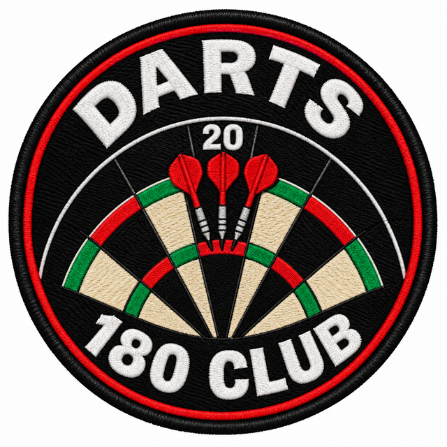 Darts 180 Club - Red Border 80mm embroidered patch