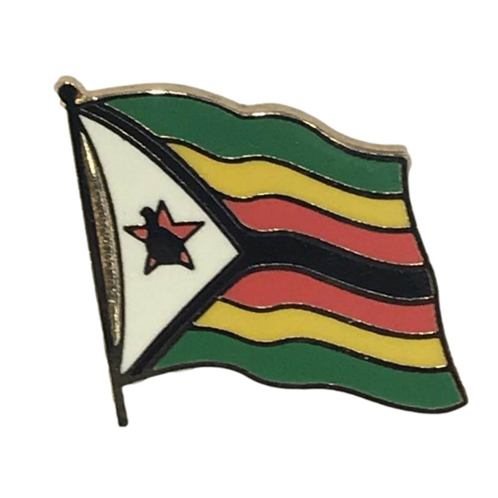 Zimbabwe National Flag 3/4 Gold Plated Courtesy Enamel Pin Badge image 0