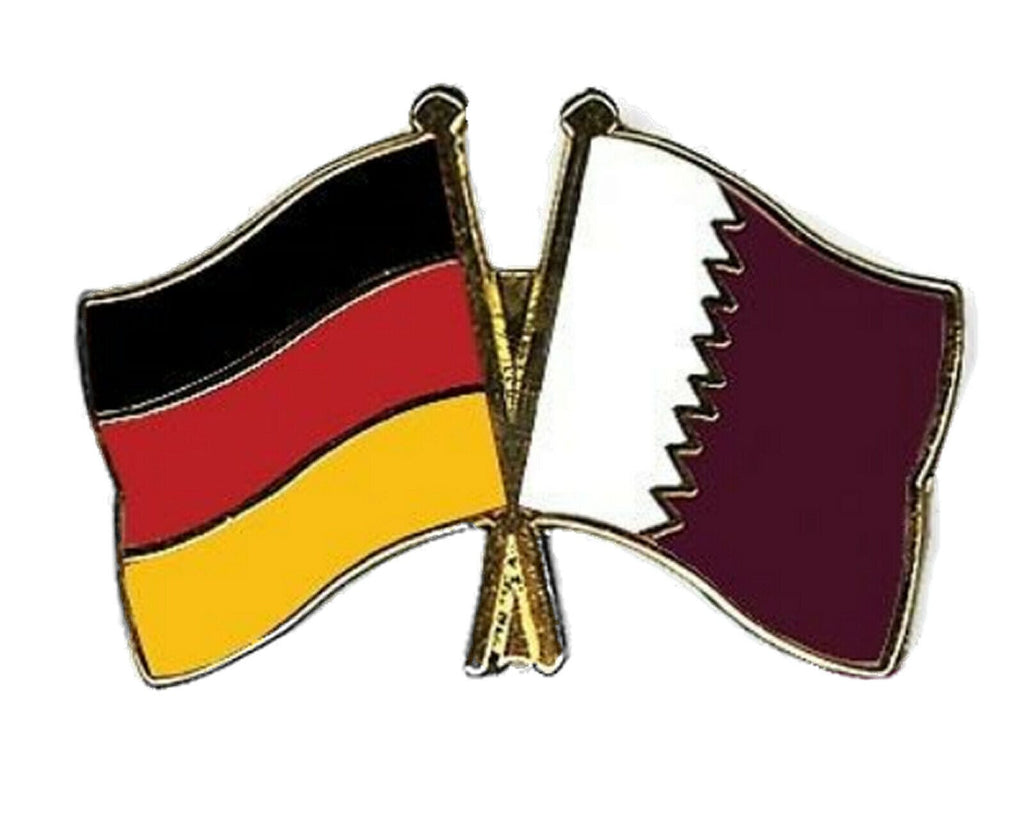 Germany and Qatar Flags Diplomatic Friendship Enamel Lapel Pin Badge image 0