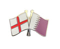 England and Qatar Flags Diplomatic Friendship Enamel Lapel Pin Badge image 0