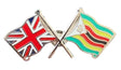 Union Jack & Zimbabwe Flags Friendship Courtesy enamel Lapel Pin Badge T774 image 0