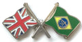 Great Britain & Brazil Flags Friendship Courtesy Enamel Lapel Pin Badge image 0
