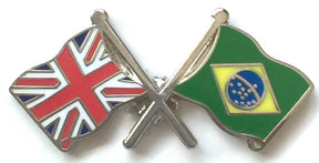 Great Britain & Brazil Flags Friendship Courtesy Enamel Lapel Pin Badge image 0