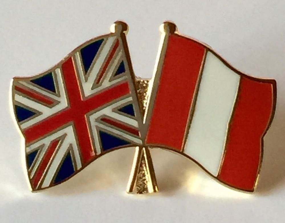 United Kingdom & Peru Friendship Flags Enamel Lapel Pin Badge image 0