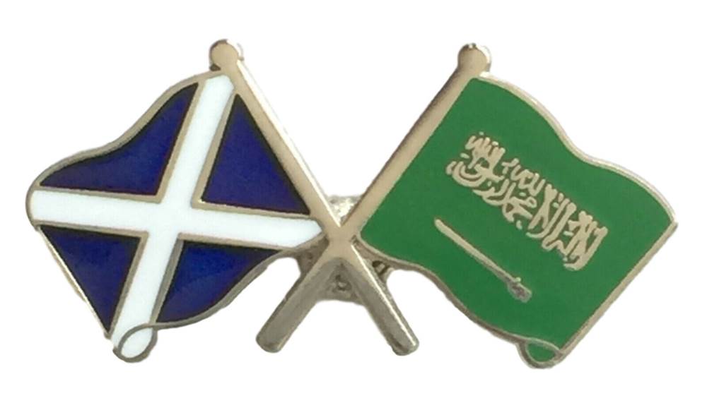 Scotland & Saudi Arabia Flags Friendship Courtesy Enamel Lapel Pin Badge T700 image 0